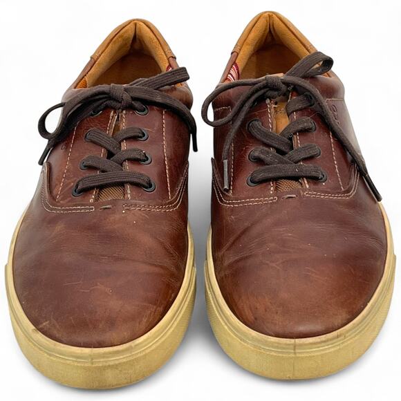 ECCO Men's Kyle Retro Fashion Sneakers Brown Leather EU 47/ US 13 Preppy Office - Picture 2 of 9